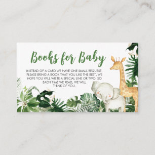 Cartão De Informações Livros para Bebê no Chá de Bebê do Selvagem Safari