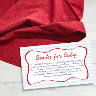 Cartão De Informações Livros Para Bebê Quadro Ondulado Azul e Vermelho C