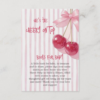 Cartão De Informações Livros para Bebê Rosa Cereja Vermelho Laço Verão R