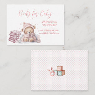 Cartão De Informações Livros Para Bebê - Urso De Teddy Com Pilha De Livr