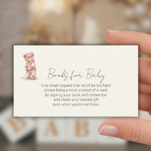 Cartão De Informações Livros para Bebê Urso Rosa Fofo Jogando Golfe