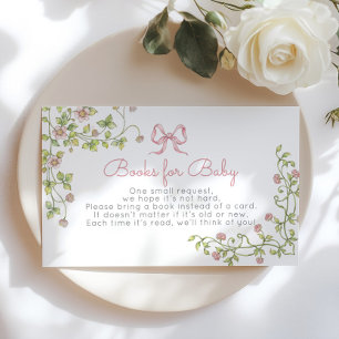 Cartão De Informações Livros para bebê Wildflower Laço rosa vintage