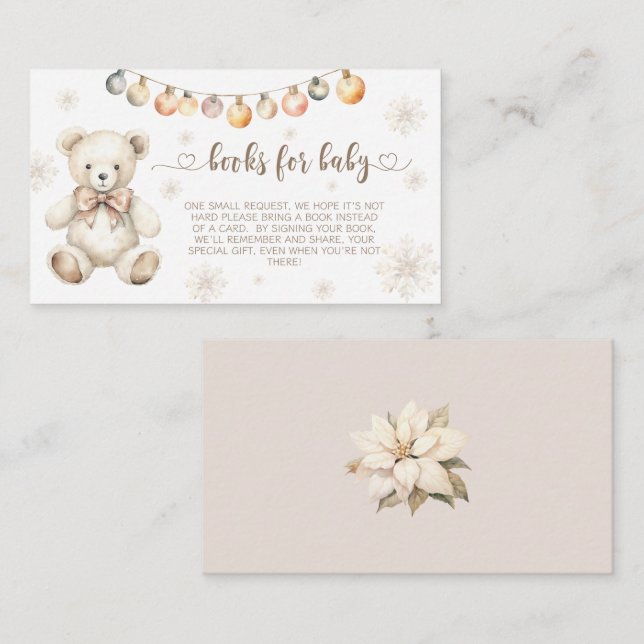 Cartão De Informações Livros para bebês de inverno de Natal (Frente/Verso)