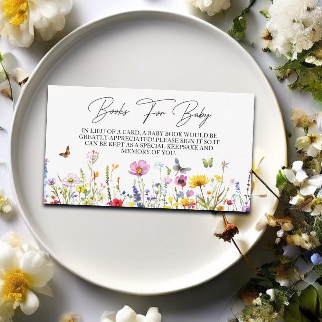 Cartão De Informações Livros para Bebês Flores Selvagens Chá de fraldas  (Criador carregado)