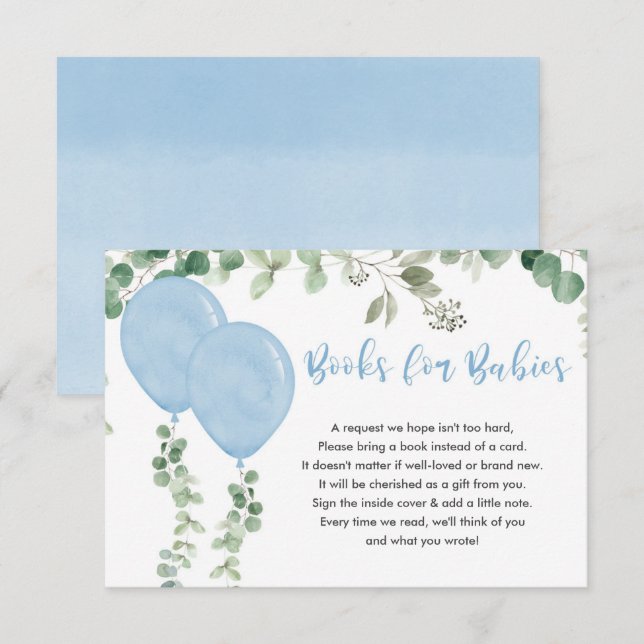 Cartão De Informações Livros para bébés-gêmeos balões eucalipto (Frente/Verso)