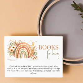 Cartão De Informações Livros para Chá de Bebê Boho Arco-Íris Neutro