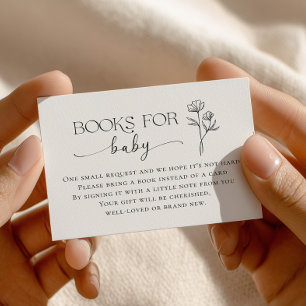 Cartão De Informações Livros para Chá de Bebê com Arte de Linha Minimali