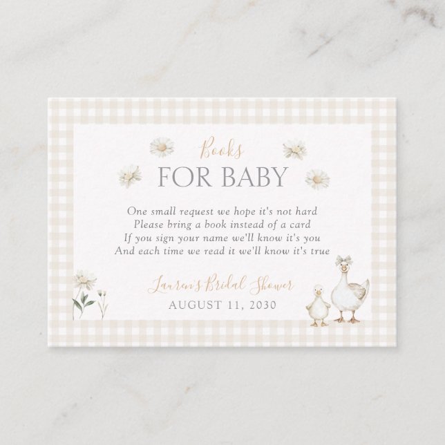 Cartão De Informações Livros para Chá de bege-Bobo (Frente)