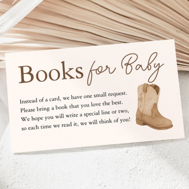 Cartão De Informações Livros para Chá de fraldas (Little Cowboy Books for Baby Shower Enclosure Card)