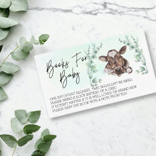 Cartão De Informações Livros para Chá de fraldas Cow Calf Watercolor