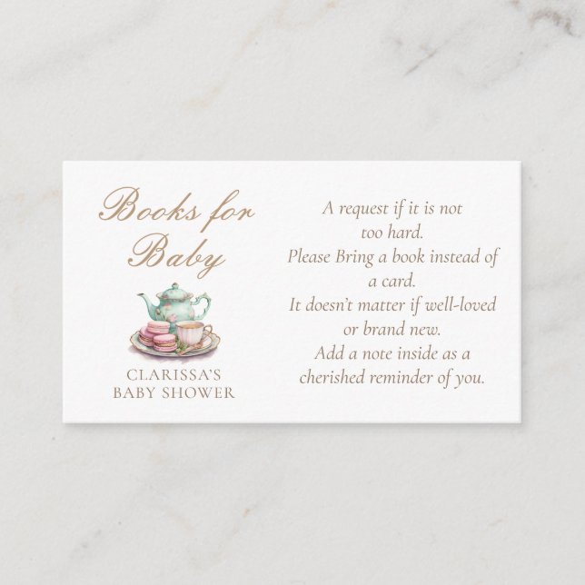 Cartão De Informações Livros para Chá de fraldas de Aquarela Bebê (Frente)