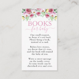 Cartão De Informações Livros para Chá de fraldas de Bebê Rosa