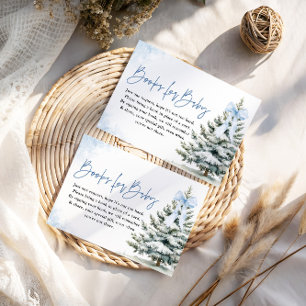 Cartão De Informações Livros para Chá de fraldas de floco de neve azul d