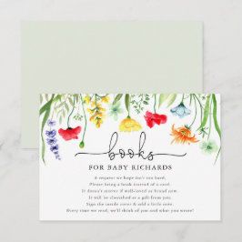 Cartão De Informações Livros para chá de fraldas de flores silvestres co