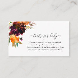 Cartão De Informações Livros para Chá de fraldas Floral de Bebê