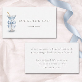 Cartão De Informações Livros Para Chás de Bebê Menino Martini Blue Bow B