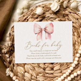 Cartão De Informações Livros Para Chuvada de Bebê Menina com Laço Rosa