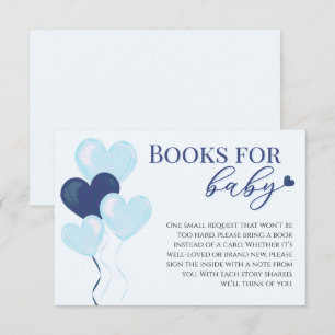 Cartão De Informações Livros para Chuvinha de Bebê Menino Blue Hearts