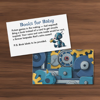 Cartão De Informações Livros para Engrenagens do Bebê Robô