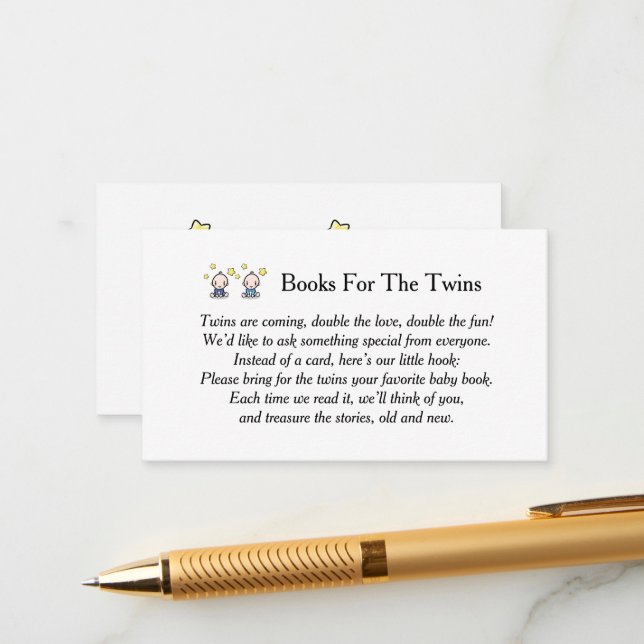 Cartão De Informações Livros Para Gêmeos Bebês, Pedido De Livro, Geminin (Frente/Verso In Situ)