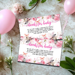 Cartão De Informações Livros para o Baby Shower Blush Roses