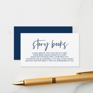 Cartão De Informações Livros para o bebê, Azul Naval Minimalista Moderno