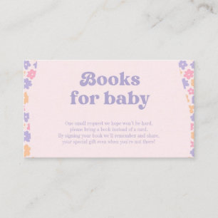 Cartão De Informações Livros para o Bebê Chique Floral para Chá de Bebê