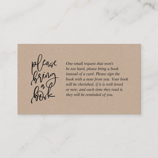 Cartão De Informações Livros para o bebê, Creative rustic kraft Script (Frente)