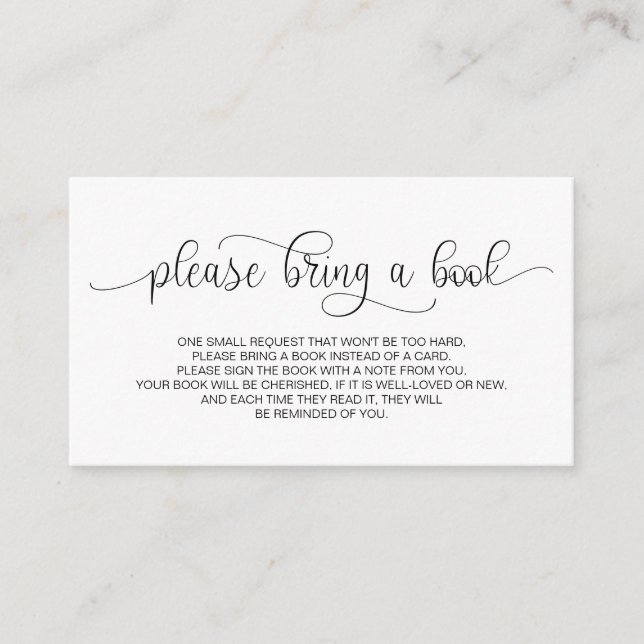 Cartão De Informações Livros para o bebê, Manuscrito Preto (Frente)