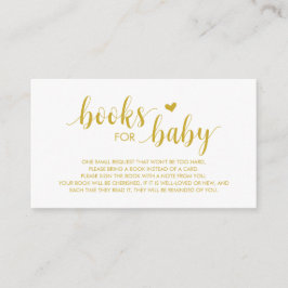 Cartão De Informações Livros para o bebê, moderno Dourado Script