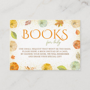 Cartão De Informações Livros Para o Bebê Pumpkin Fall Baby Shower