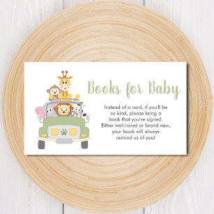 Cartão De Informações Livros Para O Bebê Safari Chá de fraldas