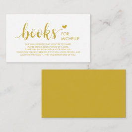 Cartão De Informações Livros para o bebê, Script Dourado Moderno Fofo