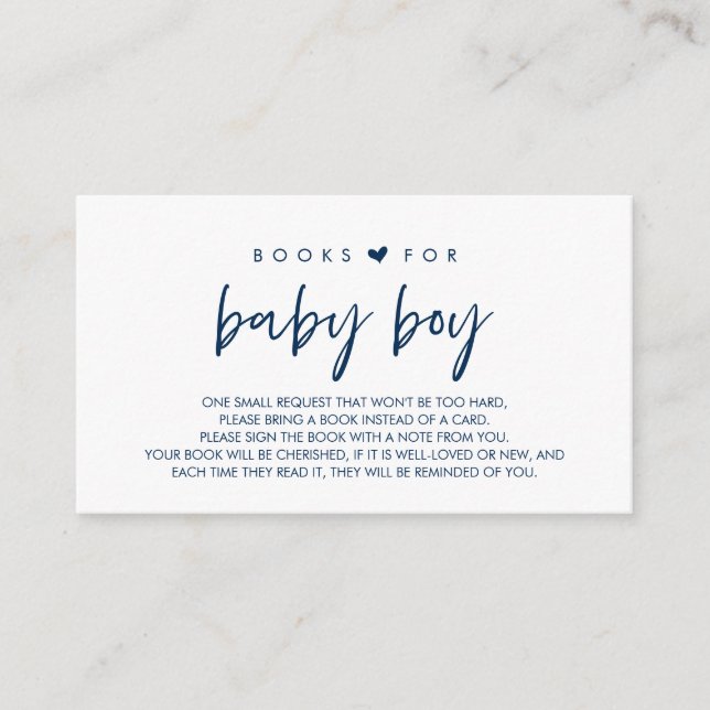 Cartão De Informações Livros para o bebê, traga um Marinho azul (Frente)