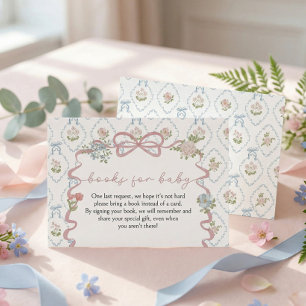 Cartão De Informações Livros para o Chá de Bebê da Pequena Flor Silvestr