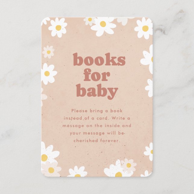 Cartão De Informações Livros para o Chá de Bebê Retro Daisies (Frente)