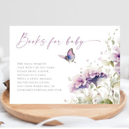 Cartão De Informações Livros para o chá de fraldas de borboletas de lilá
