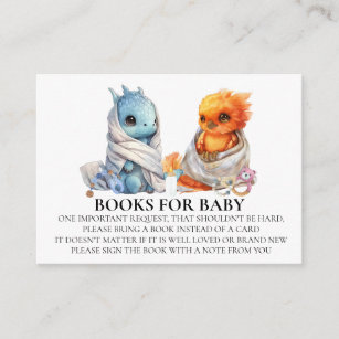 Cartão De Informações Livros para o Chá de fraldas Dragão Gêmeos Phoenix