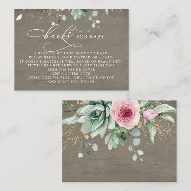 Cartão De Informações Livros Para Sucultivos Florais Bebês Rosa (Frente/Verso)