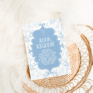 Cartão De Informações Livros Para Urso Toile De Jouy Azul Do Bebê