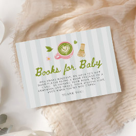 Cartão De Informações Livros Temáticos de Matcha para Chá de Bebê