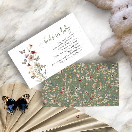 Cartão De Informações Livros Verdes Com Borboleta Para Bebê