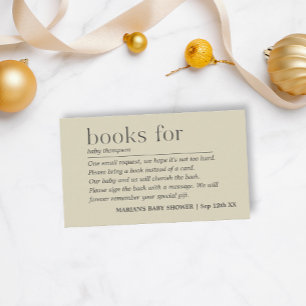 Cartão De Informações Livros Verdes Neutros de Gênero Minimalista para B