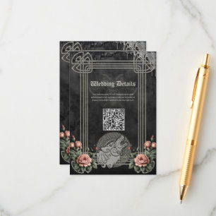 Cartão De Informações Lobo Viking & Rosas. Uma cabeça de lobo estilizada