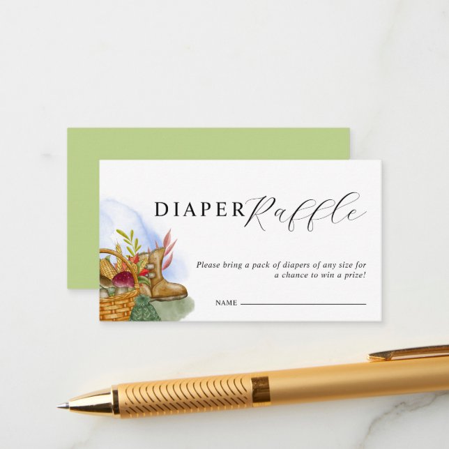 Cartão De Informações Locally Grown Baby Shower Diaper Raffle Tickets (Frente/Verso In Situ)