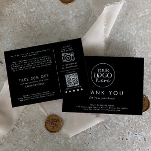 Cartão De Informações Logotipo Chic Black Business Obrigado Encomenda