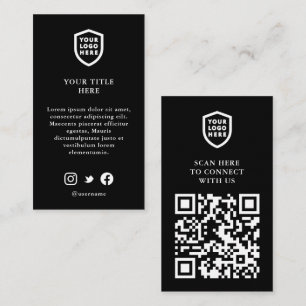 Cartão De Informações Logotipo do Código QR da empresa preto