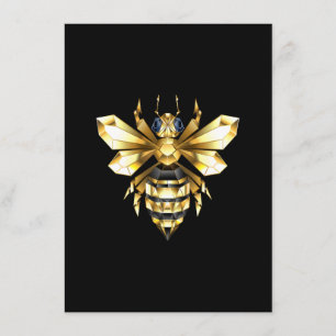 Cartão De Informações Logotipo Faux Gold Foil Polygonal da Abelha em Pre