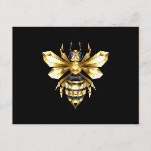Cartão De Informações Logotipo Faux Gold Foil Polygonal da Abelha em Pre