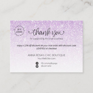 Cartão De Informações *~* Logotipo QR. Ombre Glitter Obrigado Branding